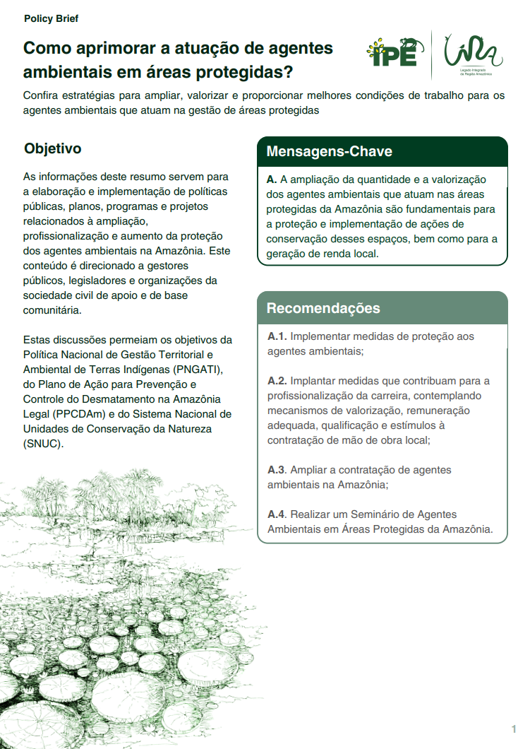 Capa – Policy Brief – Agentes Ambientais na Gestão de Áreas Protegidas