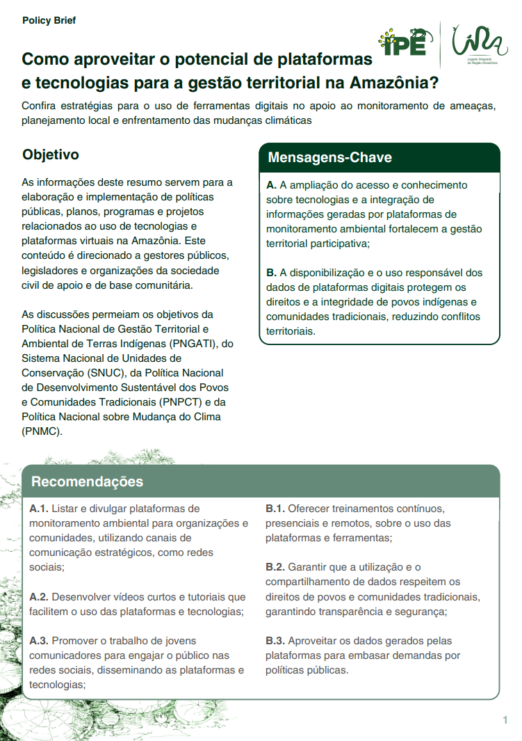 Capa – Policy Brief – Tecnologias e Gestão da Informação no Monitoramento de Ameaças